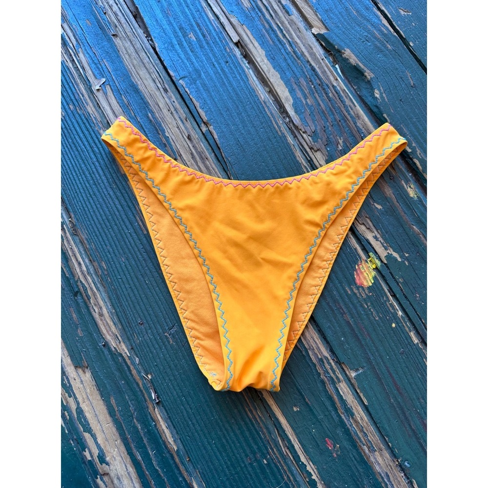 Banana Moon Orange High Leg Bikini Bottoms Zigzag Stitching‎ Size S A719